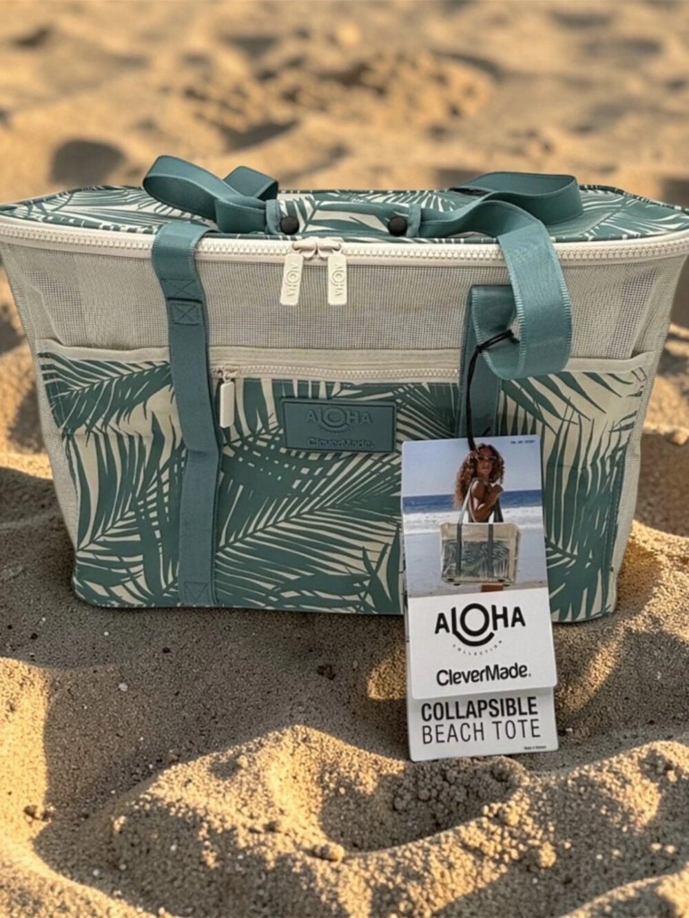 Aloha + CleverMade Collapsible Beach Tote NEW